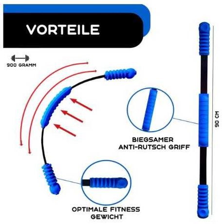 Drążek wibracyjny do ćwiczeń fitness kolor niebieski
