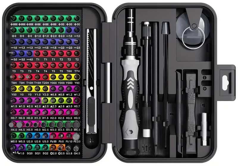 Zestaw narzędzi precyzyjnych 132w1 - śrubokręty, bitki, naprawa