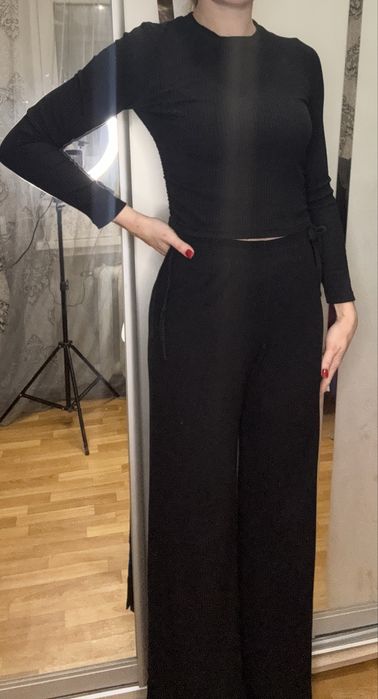 Костюм в рубчик (кофта та штани-палаццо), розмір S-M