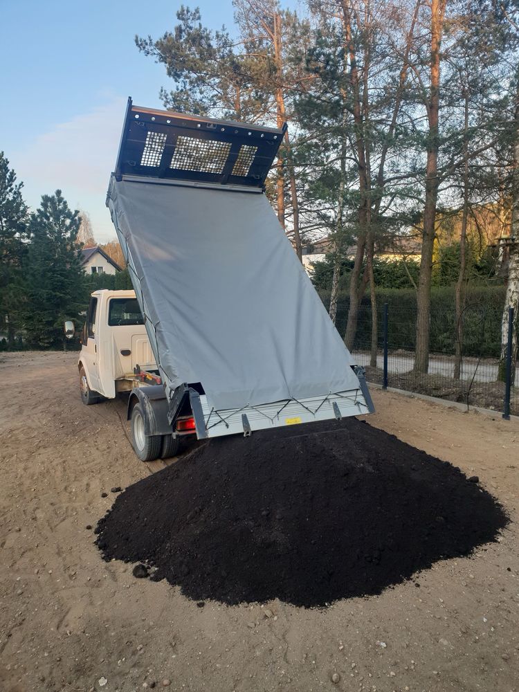 Czarnoziem, piasek, kamień, żwir, suchy beton. Transport wywrotka 3,5t