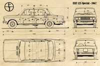 Fiat 125p Special 1967 retro obraz na drewnie w formacie A4