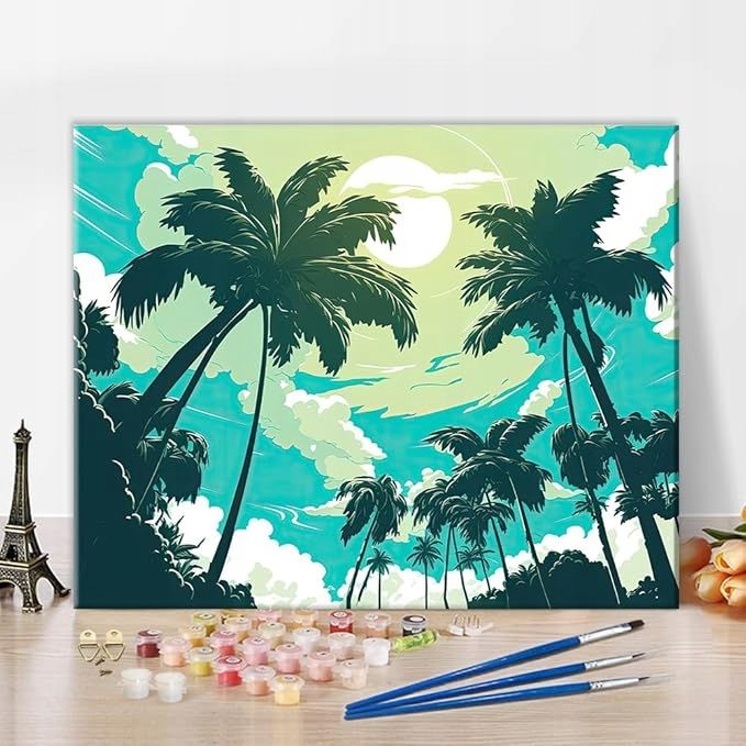 Zestawy OBRAZY do malowania po numerach PALMY NIEBO