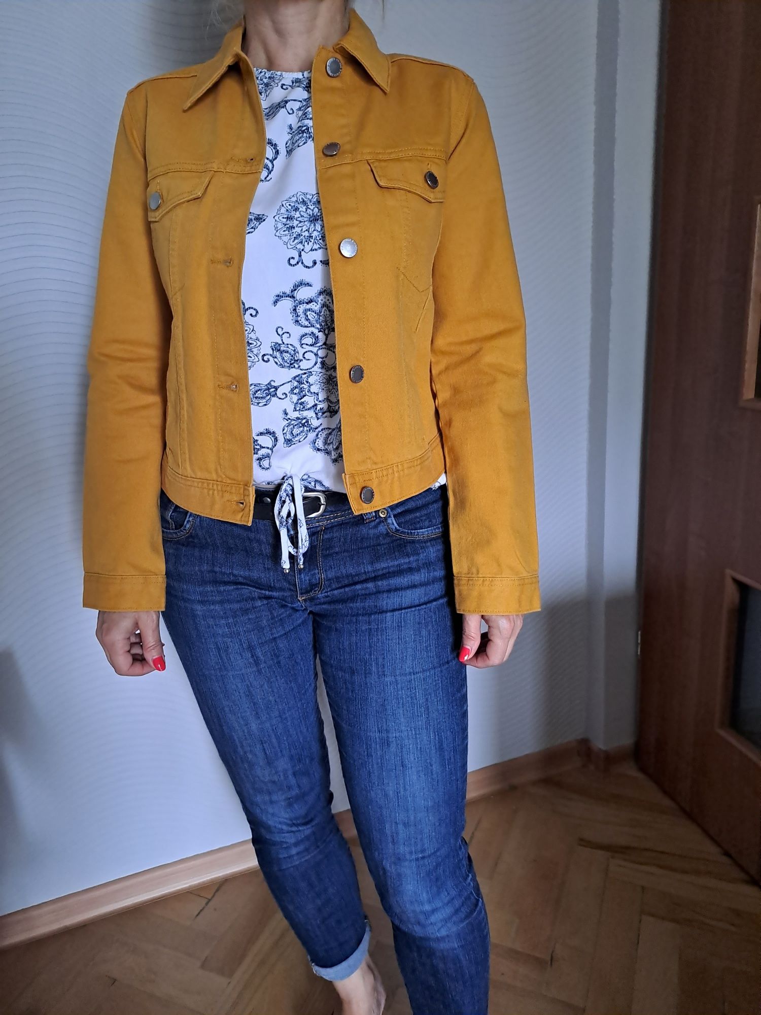 Katana kurtka jeans H&M musztardowa idealny stan