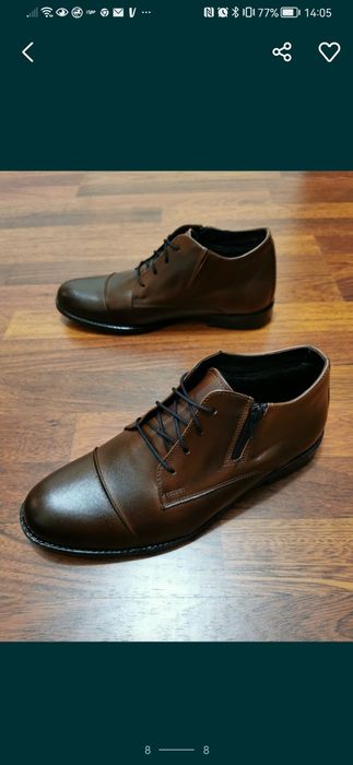 Eleganckie Skórzane Ocieplane Buty Męskie Lekkie Wygodne Tylko Roz.44
