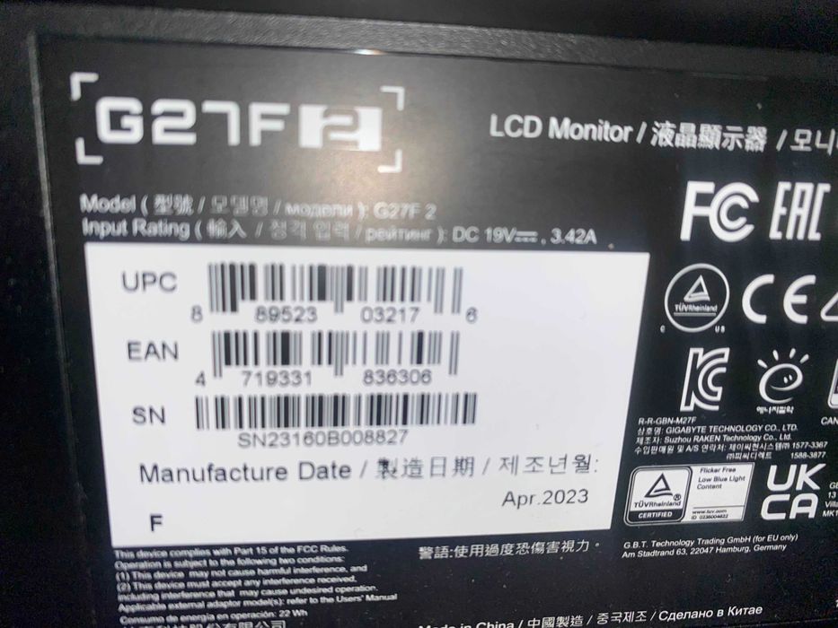 Monitor Gigabyte G27F2 165hz para peças ou arranjo