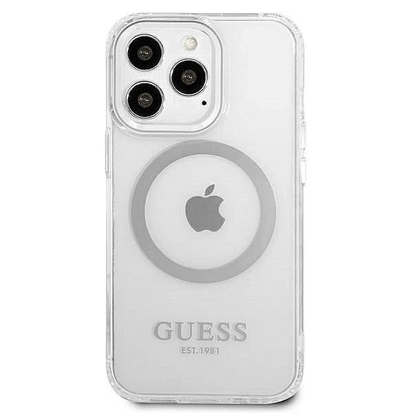 Etui Guess Metal Outline MagSafe na iPhone 13 Pro / iPhone 13 - srebrn