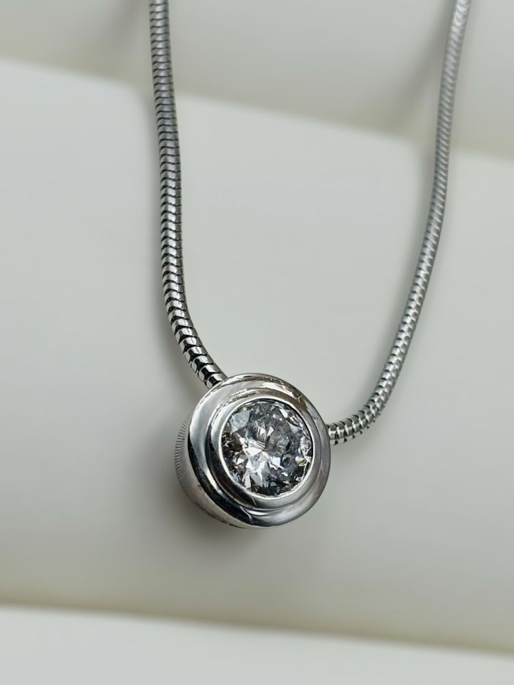 Naszyjnik Złoty z Brylantem 585/14k 0.51ct 45cm Certyfikat
