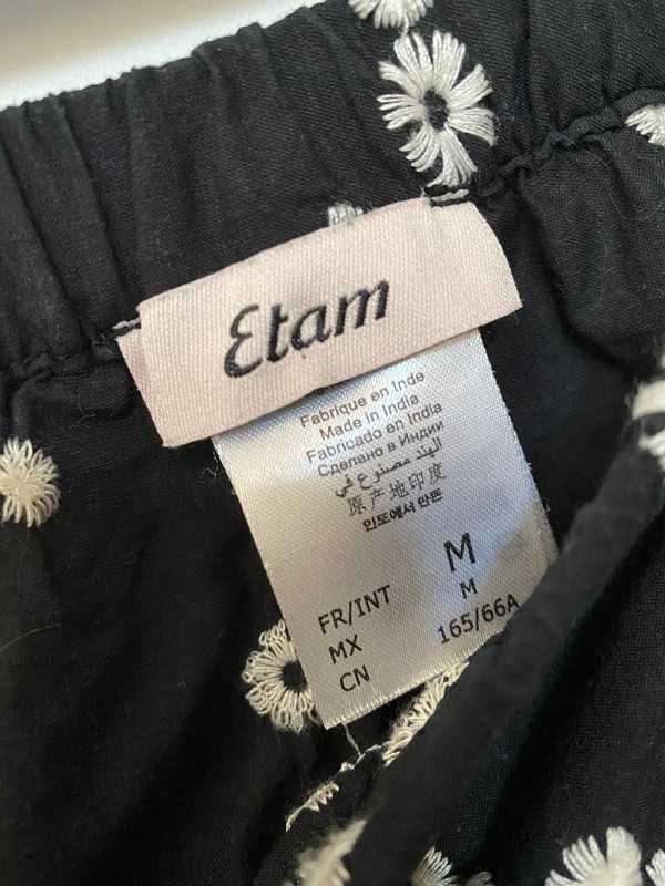 Spodenki szorty bawełna Etam czarne black kwiaty
