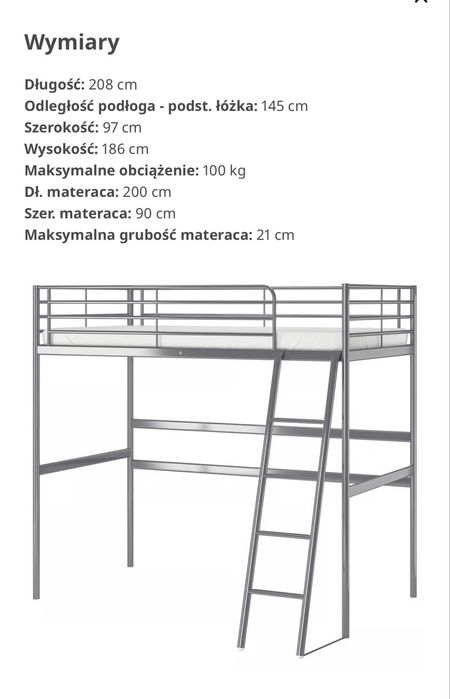 Łóżko piętrowe z biurkiem svärta ikea .