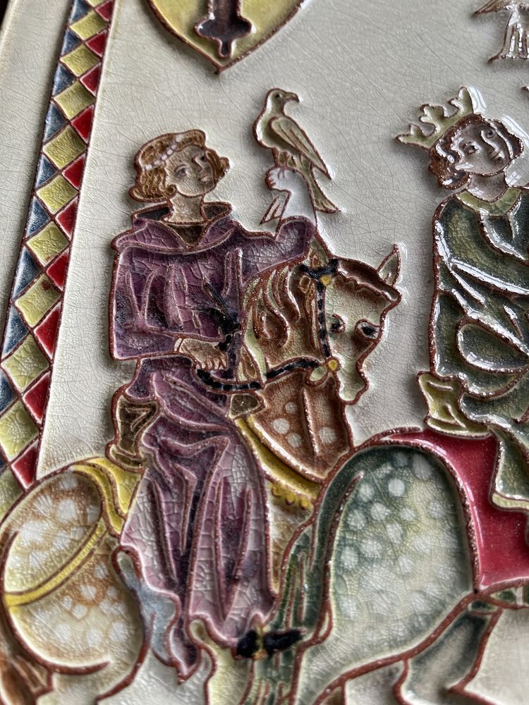 Płyta ścienna Karlsruher z majoliki ceramiczna König Konrad der Junge