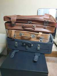 Walizki prl zestaw walizek skorzana walizka vintage retro skora antyk