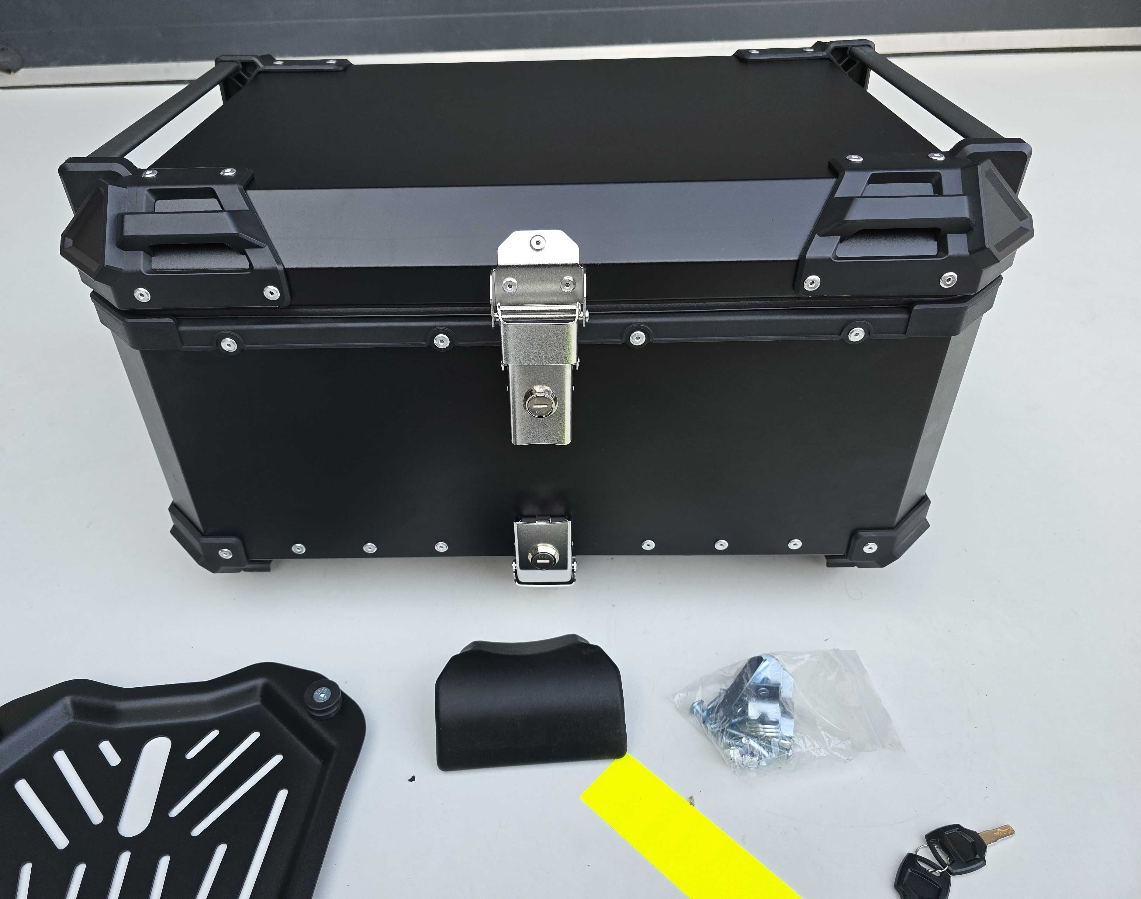 KUFER CENTRALNY Motocyklowy ALUMINIOWY Czarny 65L +Płyta +Oparcie