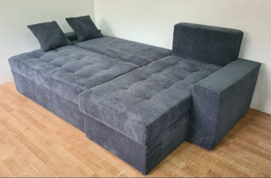 Nowy Narożnik sprężyny automat sztruks welur plusz kanapa sofa rogówka