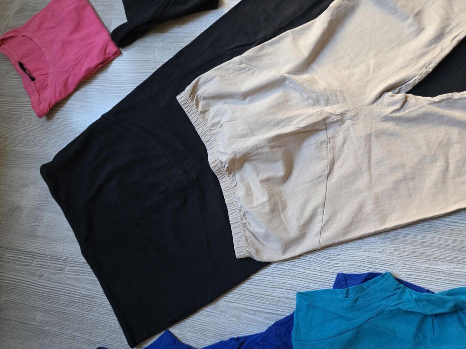 7 szt Odzież ciążowa M/L bluzki legginsy spódnica