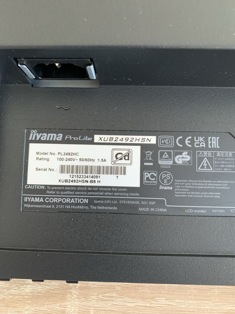 Monitor iiyama 24 PL2492HC z uszkodzną matrycą
