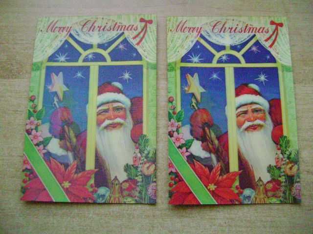 Starocie z PRL - Stare pocztówki 3D = Zestaw 2 sztuki świąteczne
