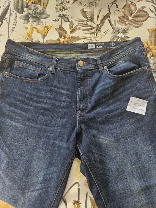 Spodnie męskie jeansowe F&F UK niebieskie 38/30 slim