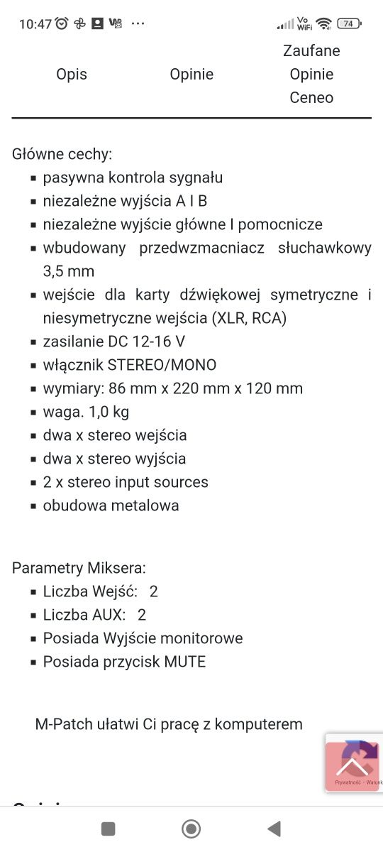 Kontroler dźwięku SM-PRO  M-PATCH V2. Nowy! Tanio!