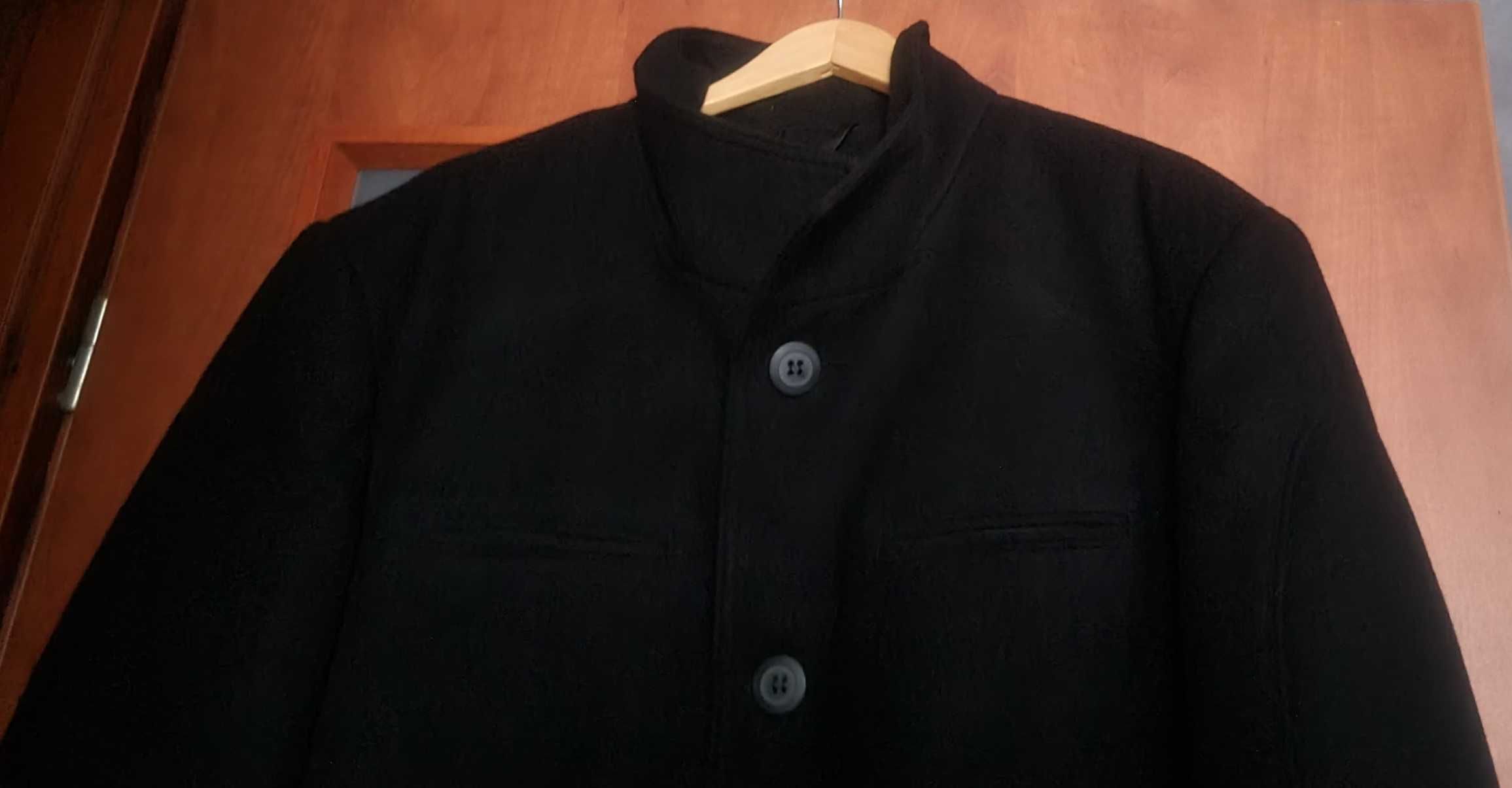 Nowy Czarny męski płaszcz zimowy roz 60,4XL