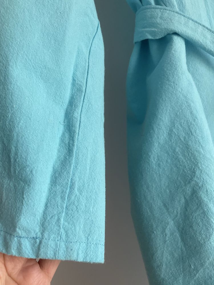 Kimono narzutka sukienka wiązana niebieska wiskoza len Evki Kids xs/s