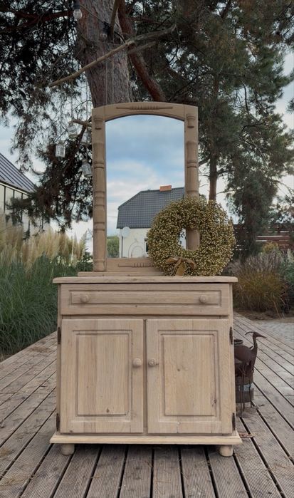 Komoda z lustrem , dębowy zestaw