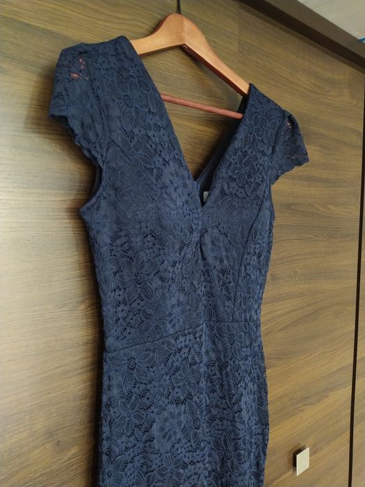 Suknia wieczorowa sukienka balowa długa na wesele studniówkę granatowa