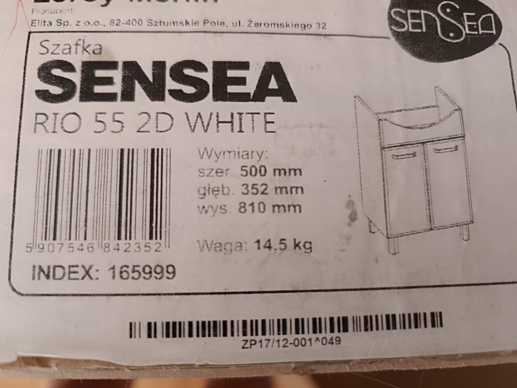 Szafka łazienkowa biała szerokość 500x352x810