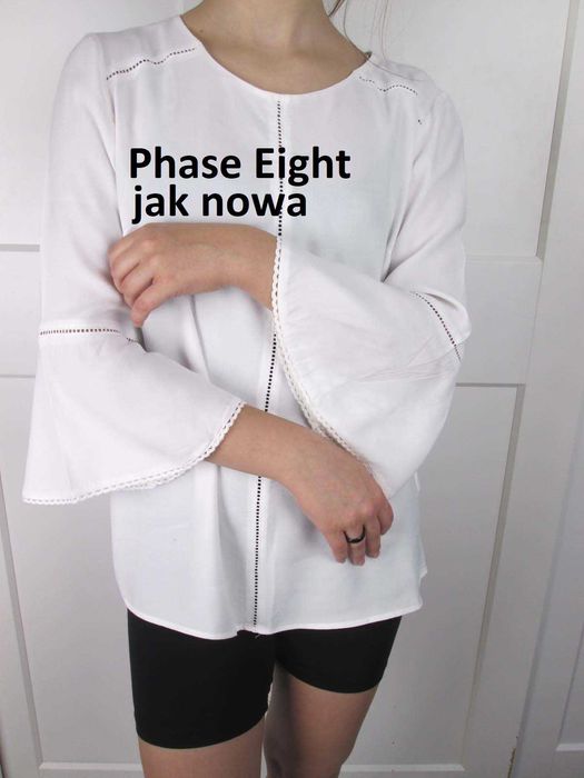 Phase Eight piękna luksusowa biała bluzka wiskoza 10 S M 36 38