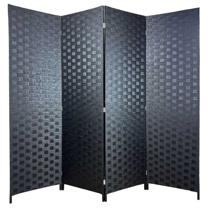 Parawan pokojowy dekoracyjny kotara 4 skrzydła 180x200 czarny pełny