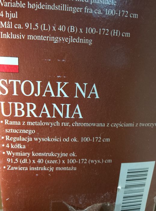 Stojak wieszak na ubrania 91x40 wysokość 100-172 cm