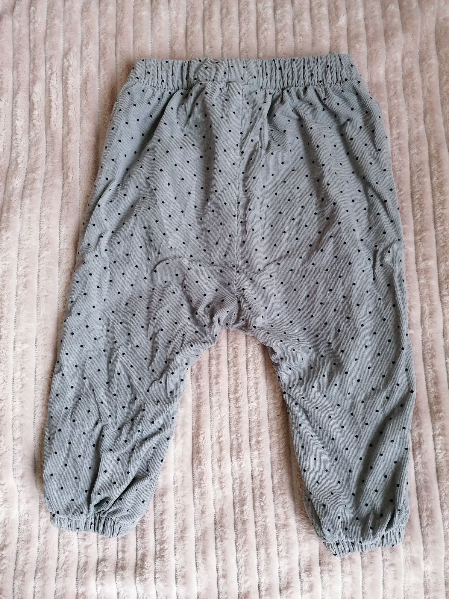 Szare spodnie, spodenki H&M r. 86 i Pepco, haremki ocieplane, legginsy