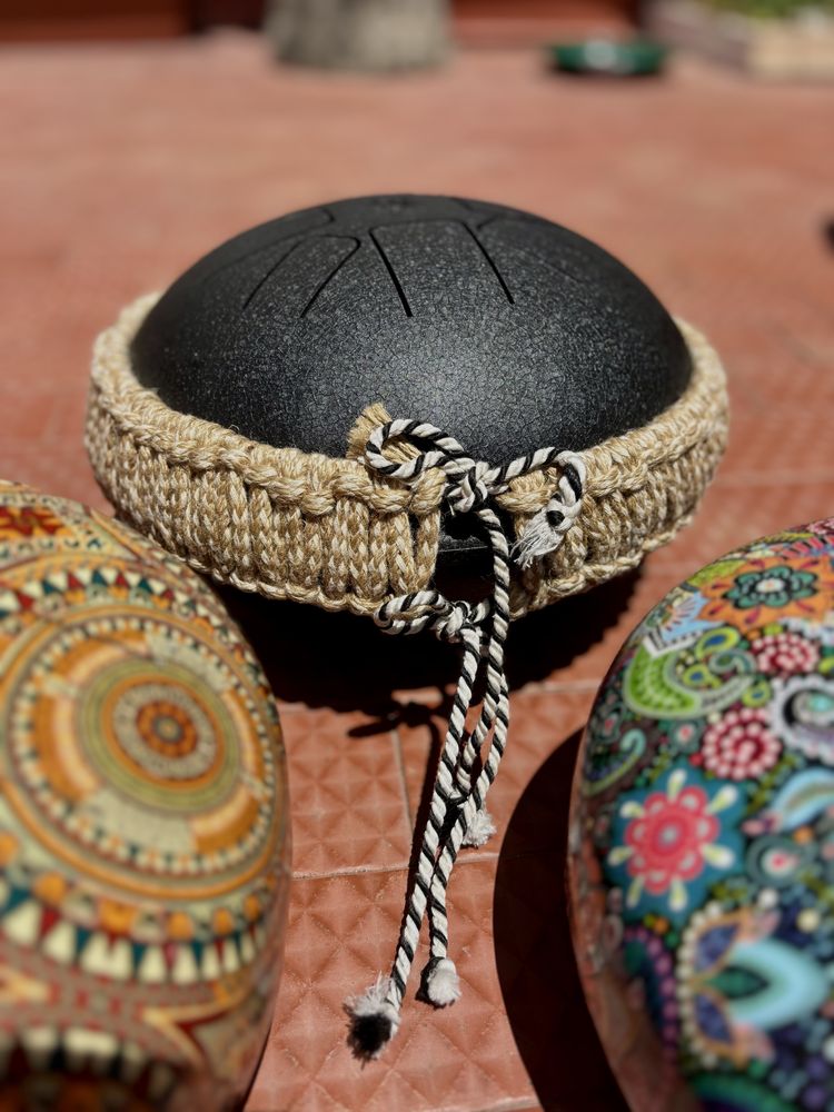 Tambores artesanais de aço com som relaxante + bolsa incluída