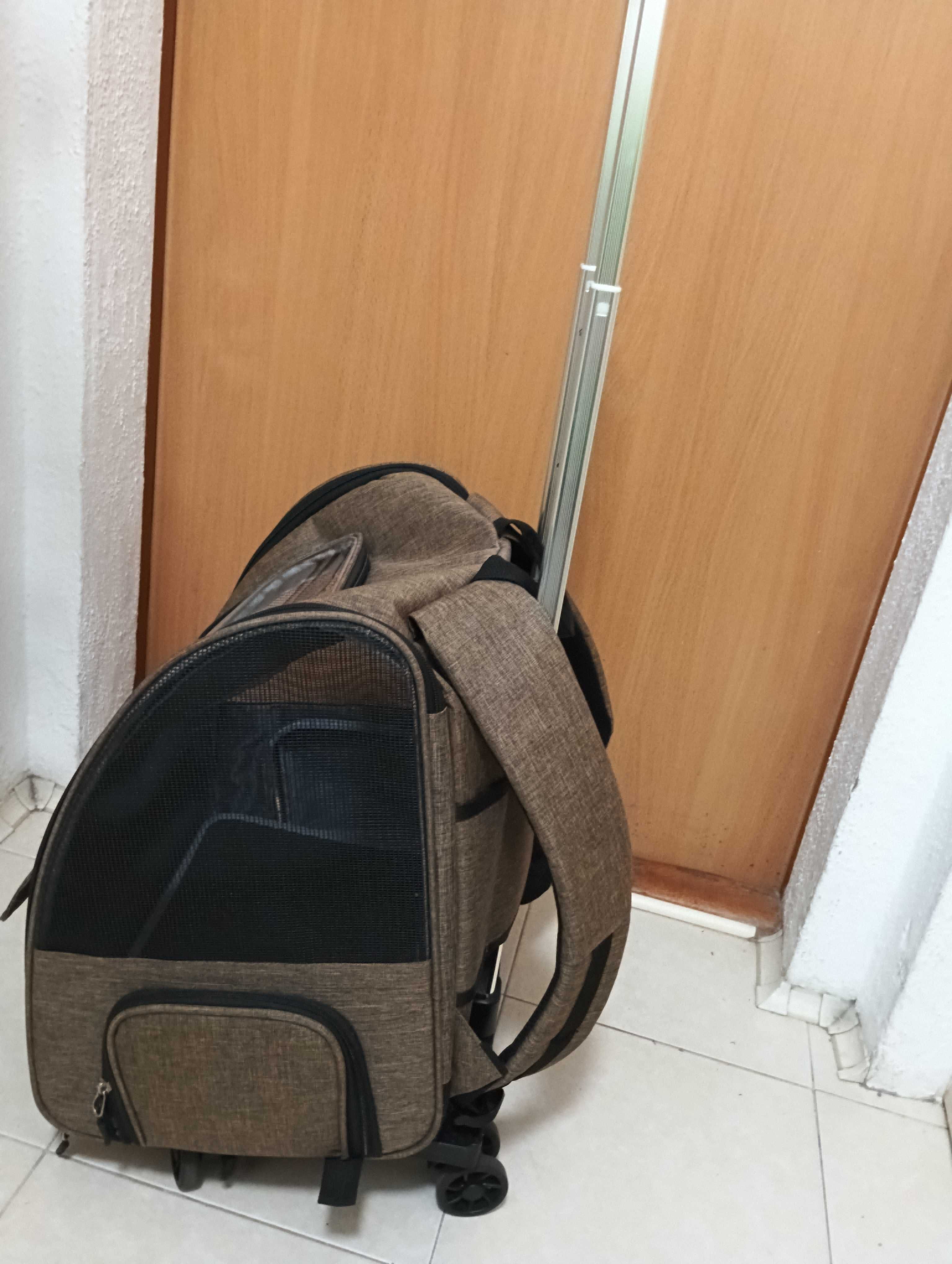 wózek,plecak,transporter dla kota w kolorze khaki