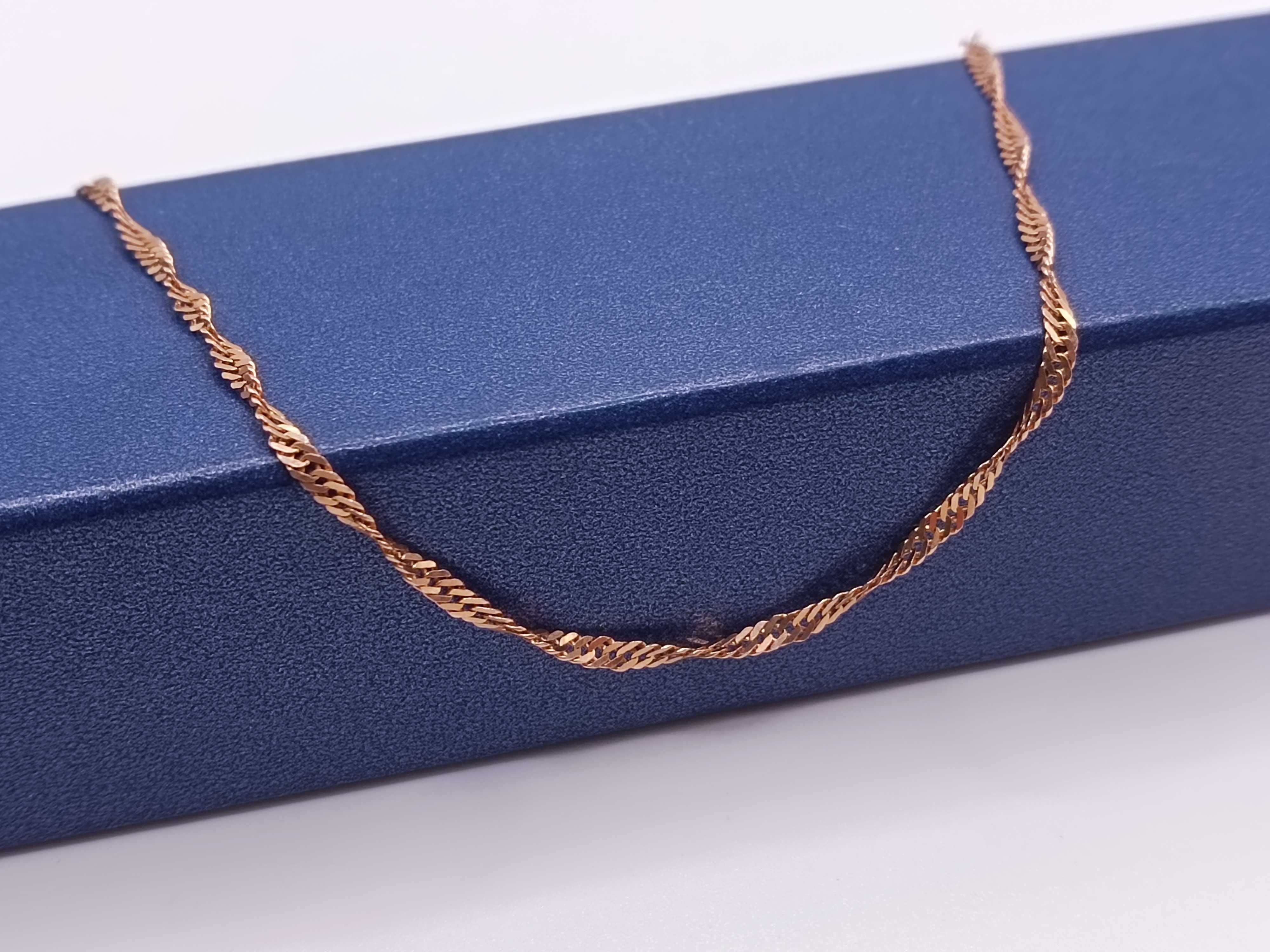 Złoty Łańcuszek Łańcuch Różowe Złoto Singapur 55cm PR585 14K 255/03/25