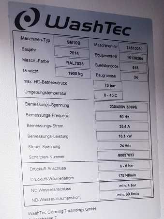 Myjnia szczotkowa Washtec SM10B 14r 2,40m 0-49C 70bar
