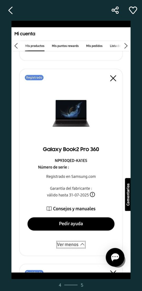 Portátil Samsung Book Pro 360 (touchscreen)