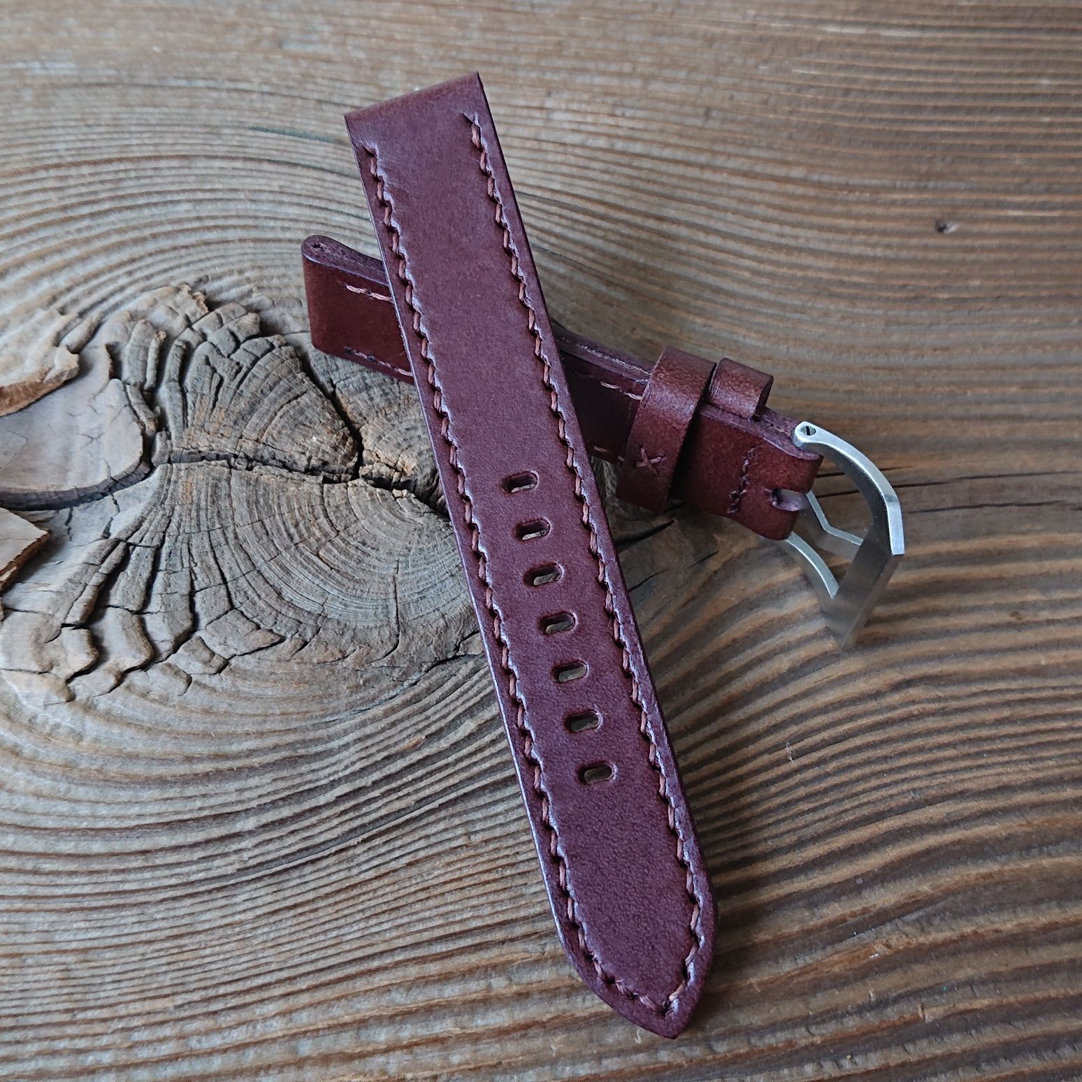 Pasek do zegarka ręcznie robiony 20 mm skóra naturalna handmade