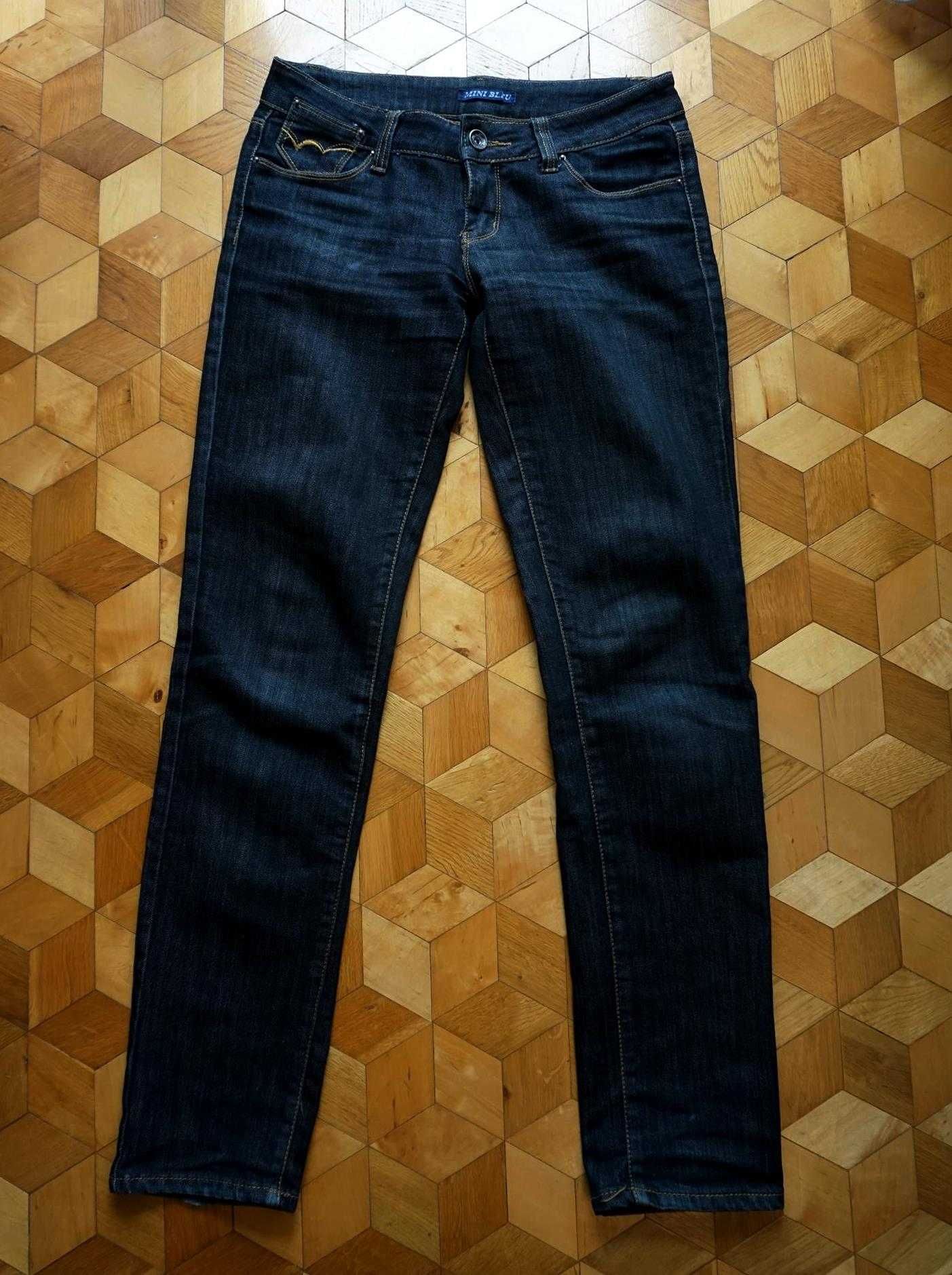 Jeansy dżinsy S 36 klasyczne ciemne czarne grafitowe wąskie rurki