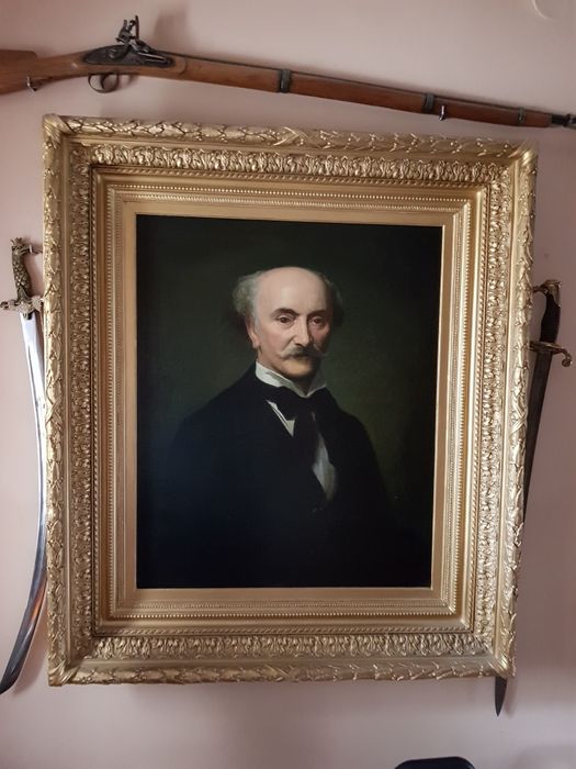 XIX w Portret Hrabiego Olej na Płótnie w XIX w Złotej Ramie Okazja !
