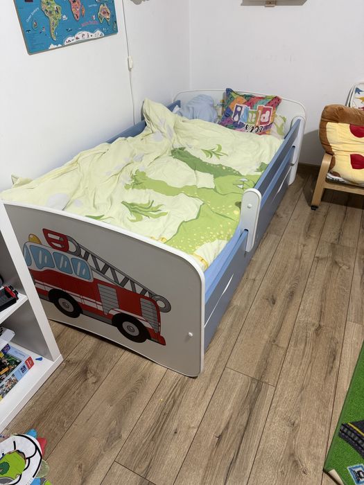 Łóżko dziecięce straż pożarna 80x160 z materacem