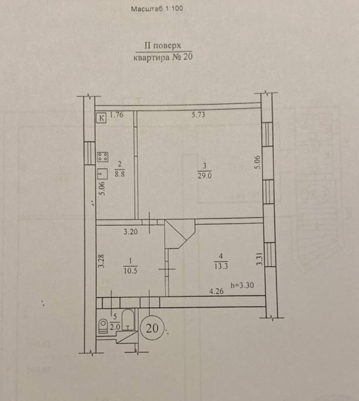 Квартира 2х кімнатна,+ цолольний поверх, дніпро, центр, 175m2