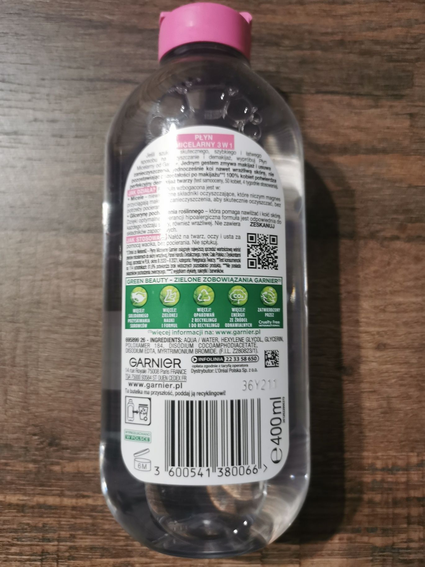 nowy płyn micelarny 3w1 garnier 400 ml