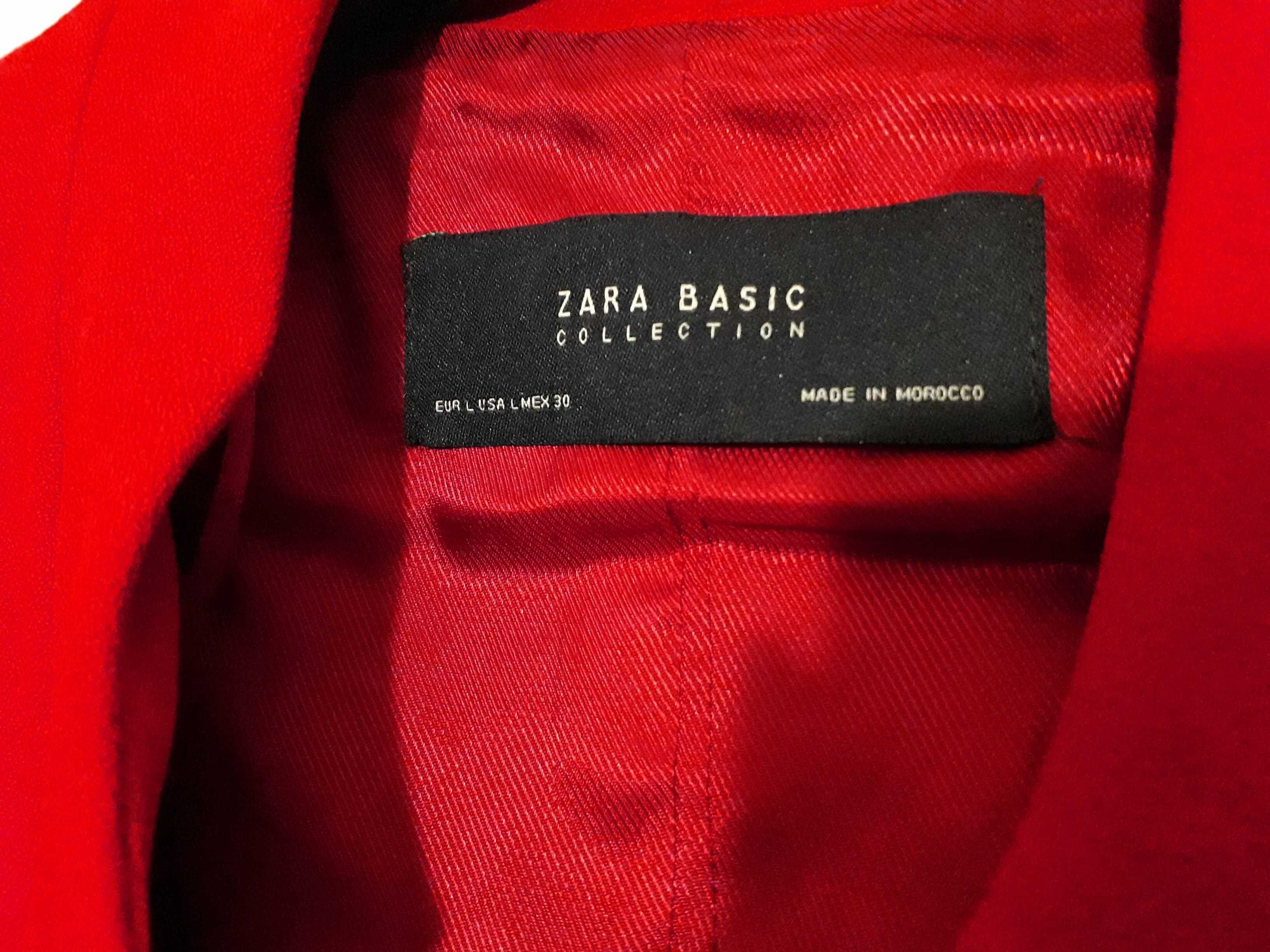 Casaco tipo fraque/ Levita lapela invertida vermelho da Zara T: L