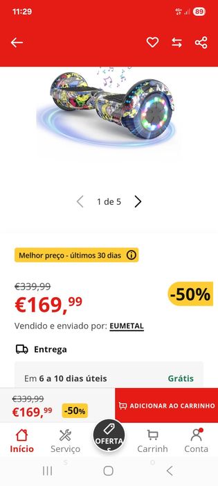 Hoverboard silver Bluetooth