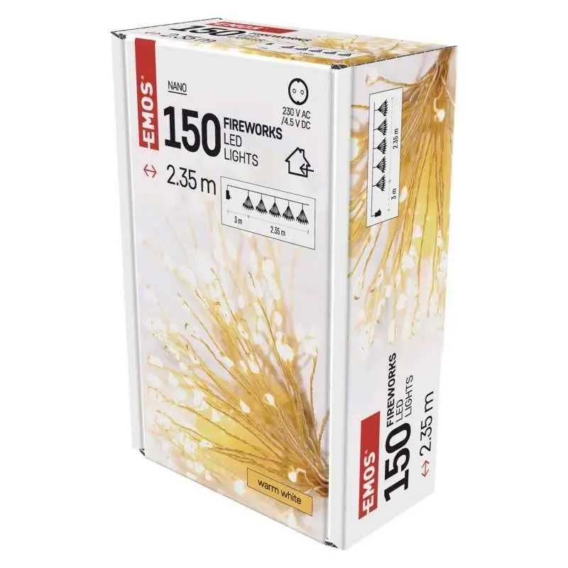 Oświetlenie choinkowe nano łezki frędzle ciepła biel timer LED 2,35 m