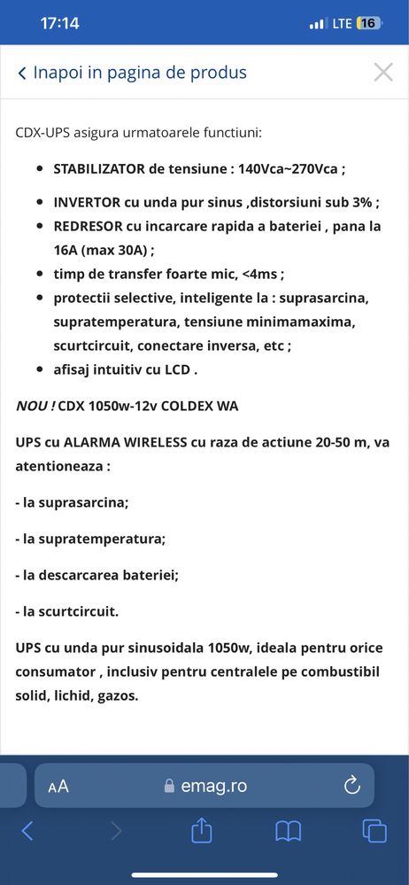 Источник бесперебойного питания ИБП, Coldex-1050W,правильная синусоида