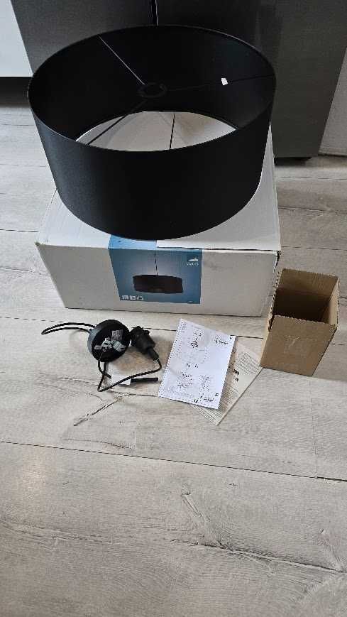 Lampa wisząca Eglo Maserlo 1-punkt E27 ze stali i tkaniny  czarna