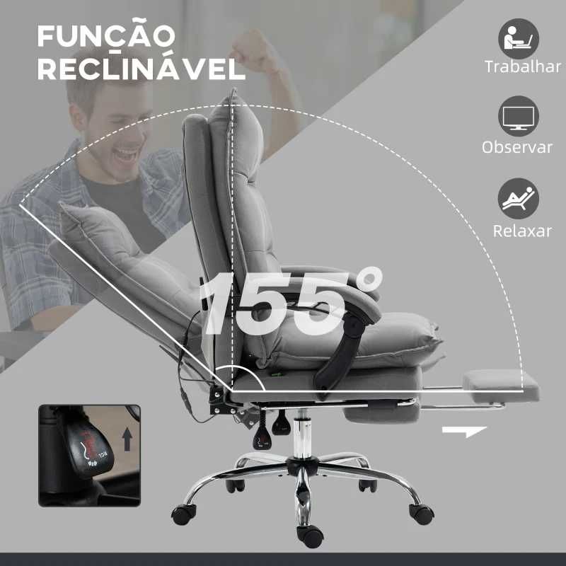 Cadeira de Escritório com Massagem e Aquecimento, Cinzento