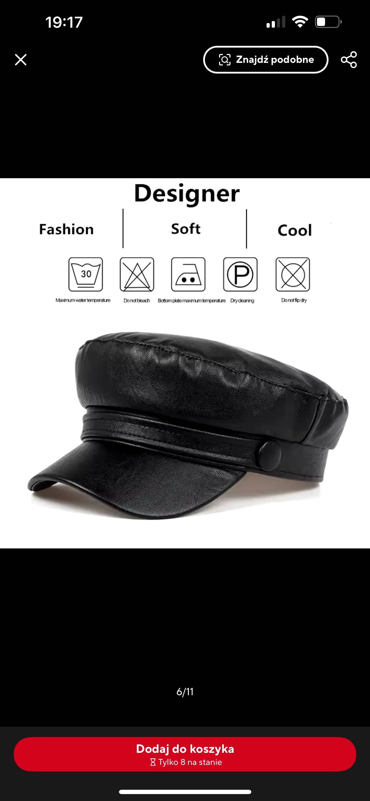 Nowa czapka z eko skóry skórzana damska beret damski kaszkiet
