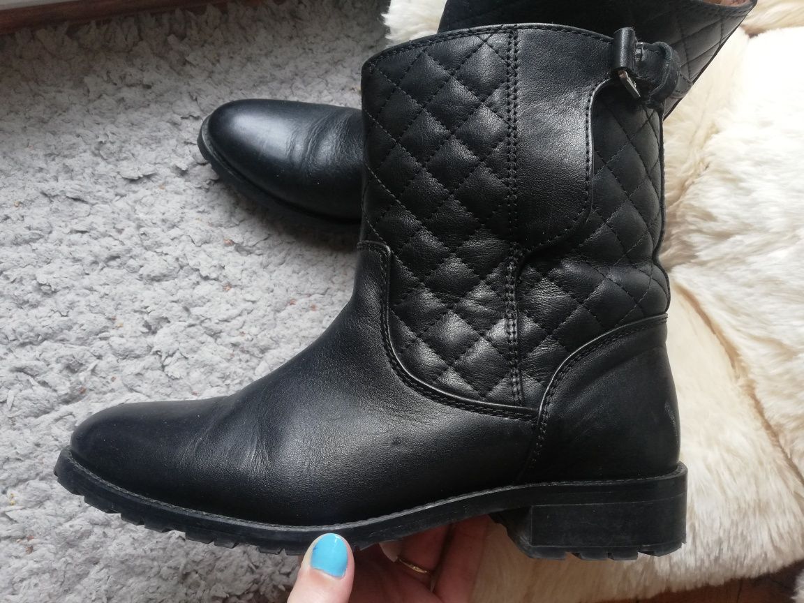 Buty kowbojki kozaki czarne ze skóry Massimo Dutti r. 40